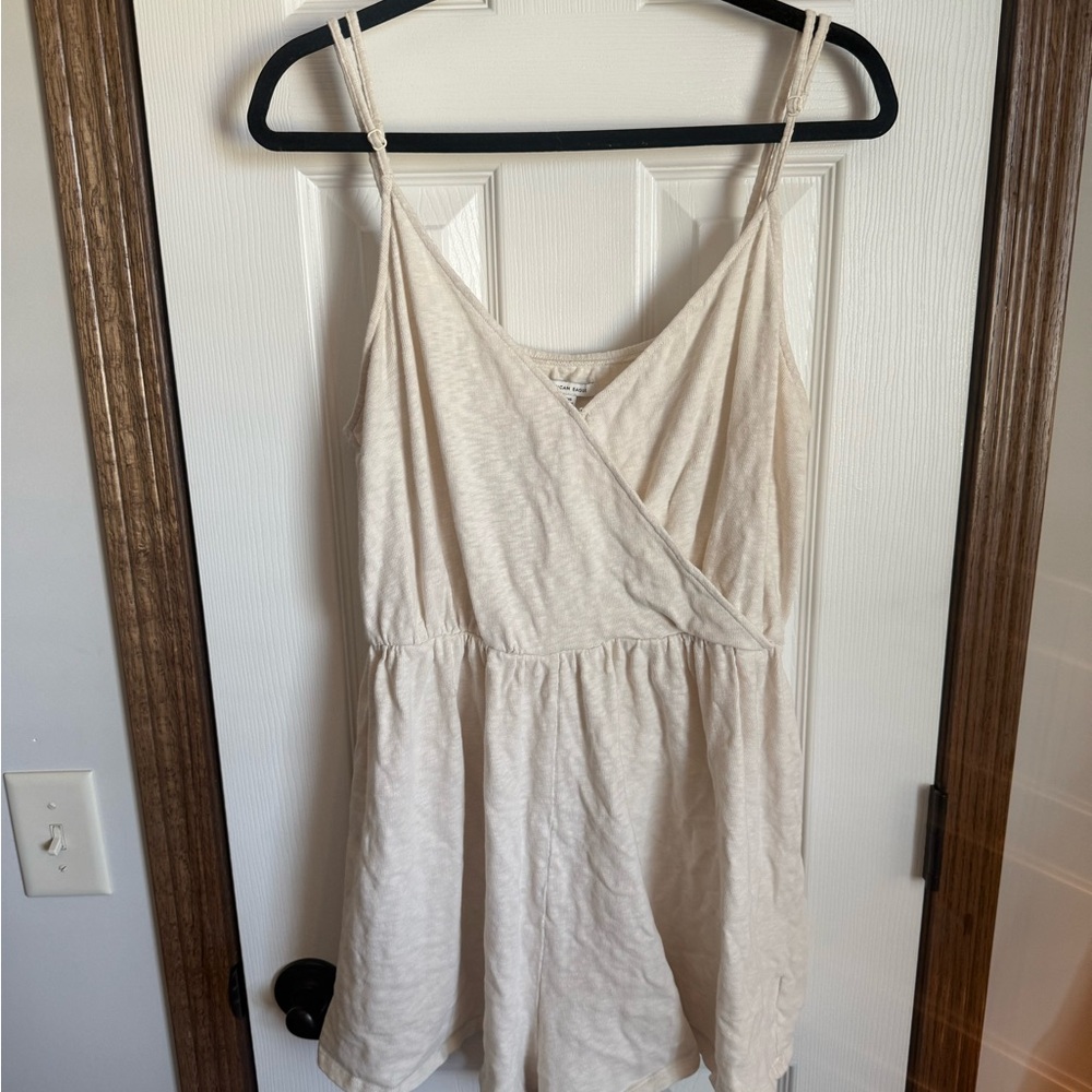 Cream Sleeveless Wrap Romper